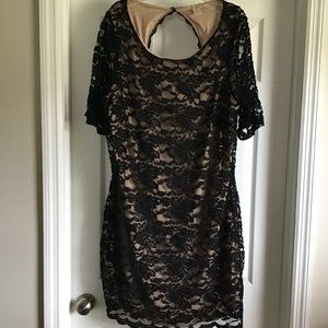Lia Lee black lace tan/skin tone lined  dress, woman's size 3X/plus size